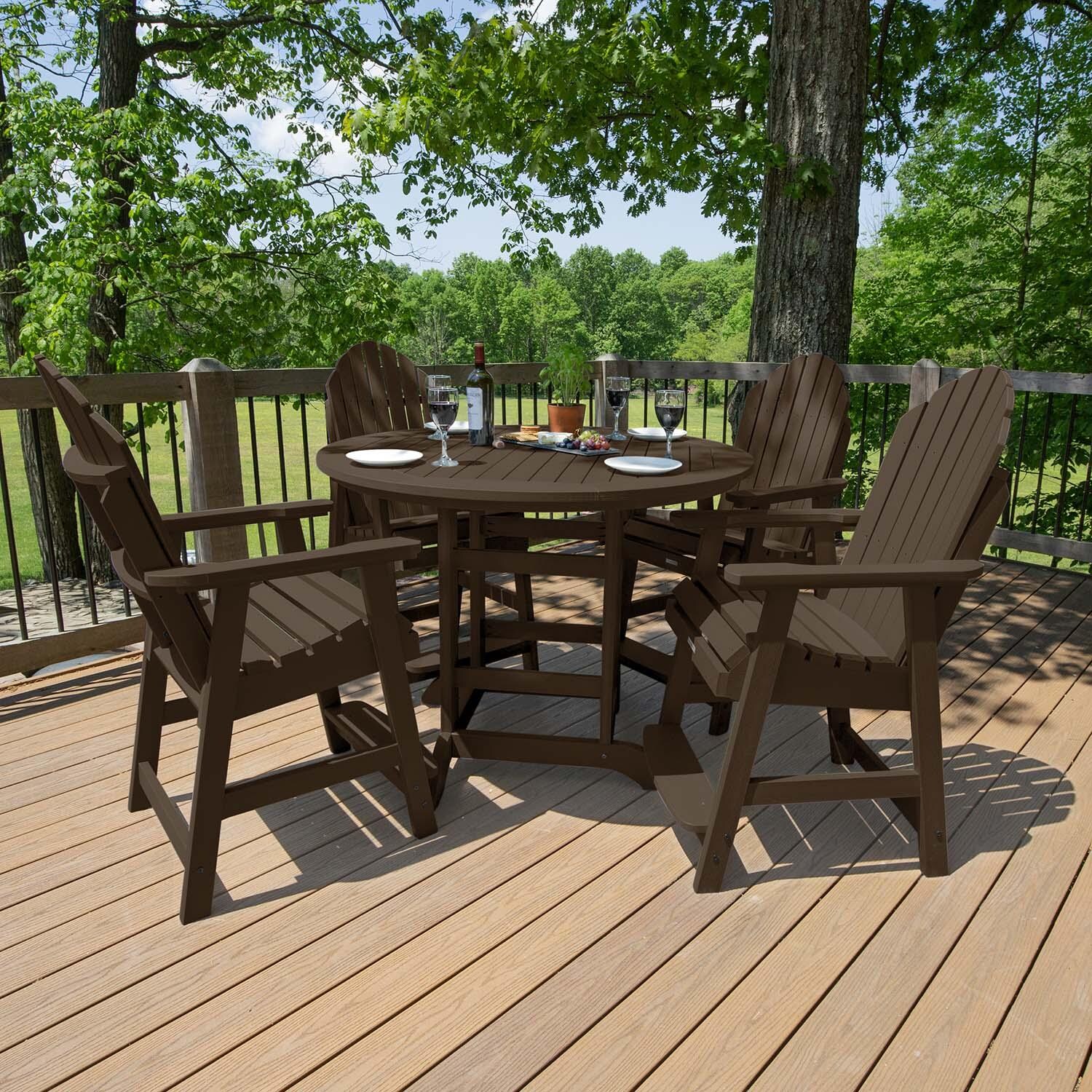 Dream Bay 5 Pc Recycled Plastic Counter Height Dining Set in Weathered Acorn by Lakeview