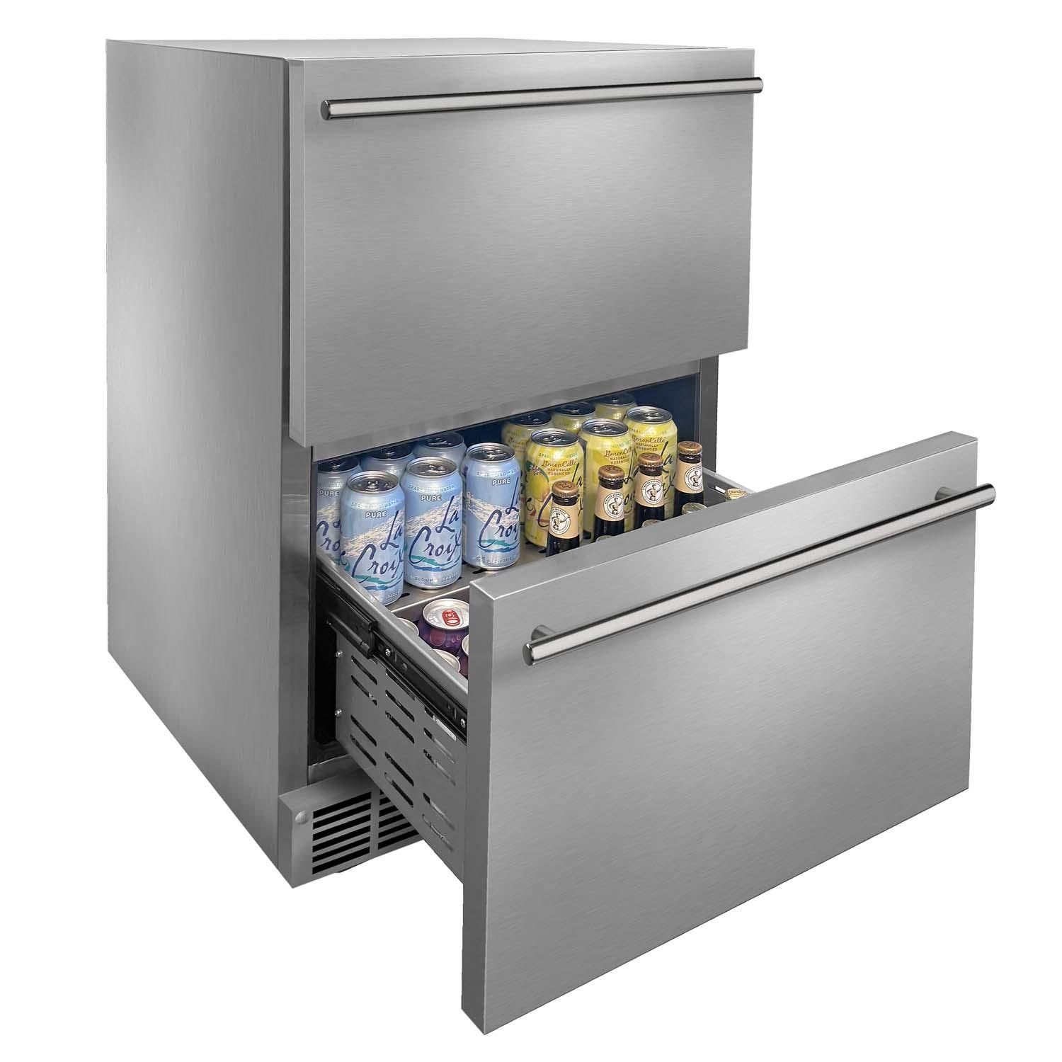 Marvel MRDR224-SS71A 24-in 5 Cu. Ft. Refrigerator Drawers - Drawer Open - White Background thumbnail