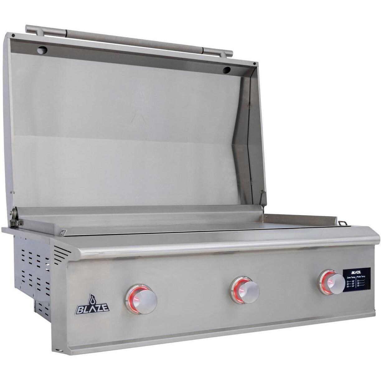 Blaze BLZ-GRIDDLE40-LP Propane Griddle - Lid Open - White Background thumbnail