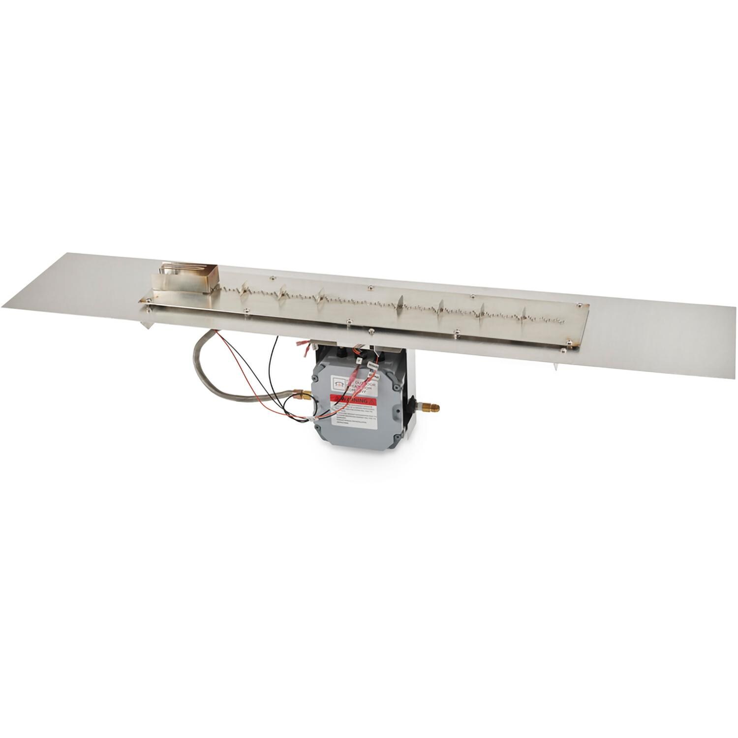 The Outdoor GreatRoom Company Crystal Fire Plus 42 Inch Flat Linear 80,000 BTU Propane Fire Pit Burner Kit w/ Direct Spark Ignition - Stainless Steel