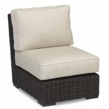 Cardiff Wicker Patio Armless Club Chair W/ Sunbrella Canvas Flax Cushions By Sunset West image