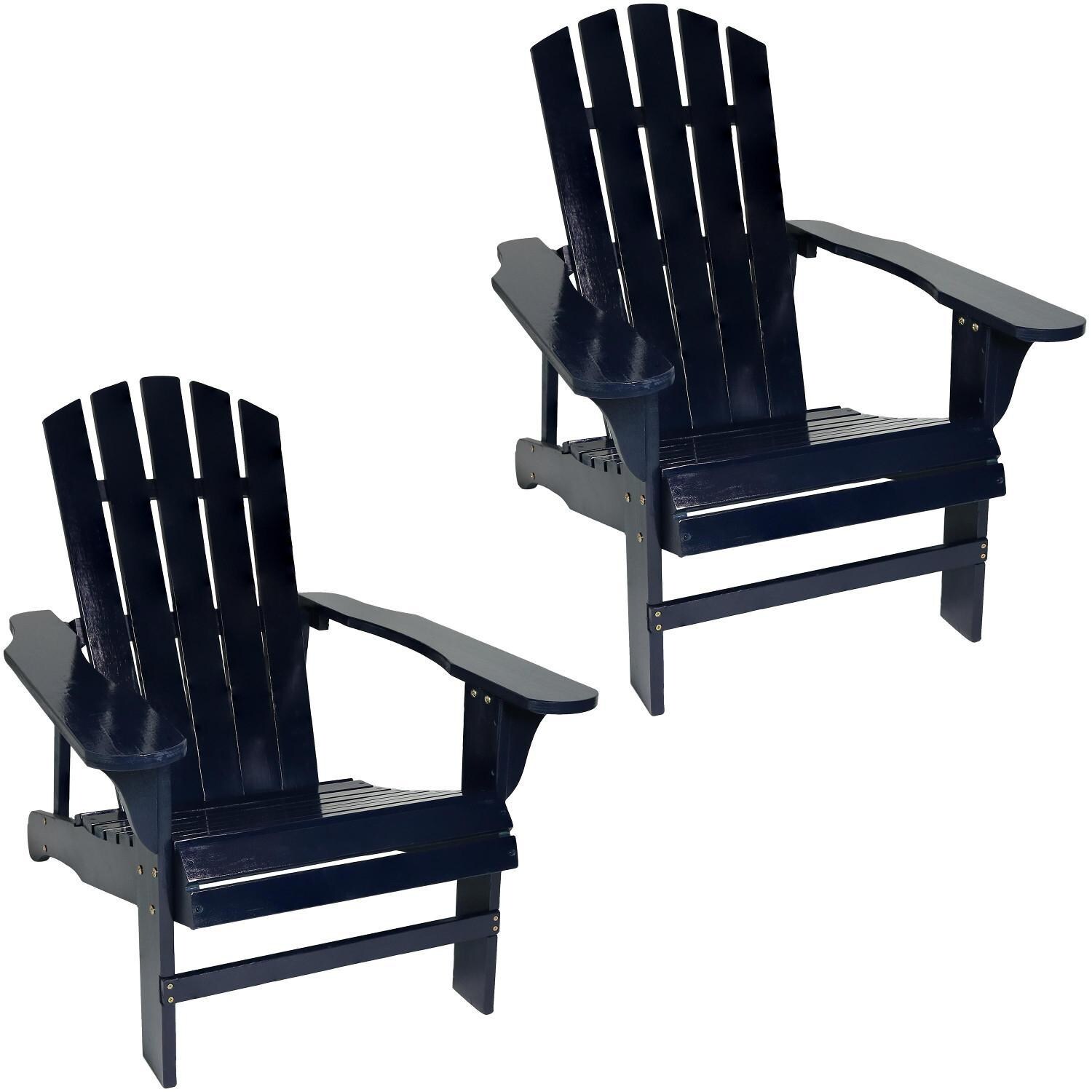 Ultimate Patio 2-Piece Wooden Adirondack Chair Set - Navy Blue thumbnail