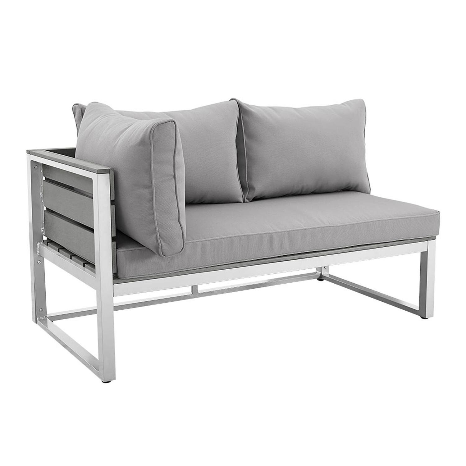Ultimate Patio Resort Bay 4 Piece Aluminum Patio Sectional Set W/ Gray Cushions - Right Arm Loveseat thumbnail