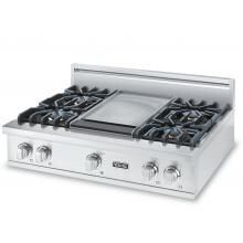 Viking Professional 5 Series 36-Inch 4-Burner Natural Gas Rangetop With Griddle - Stainless Steel - VRT5364GSS image