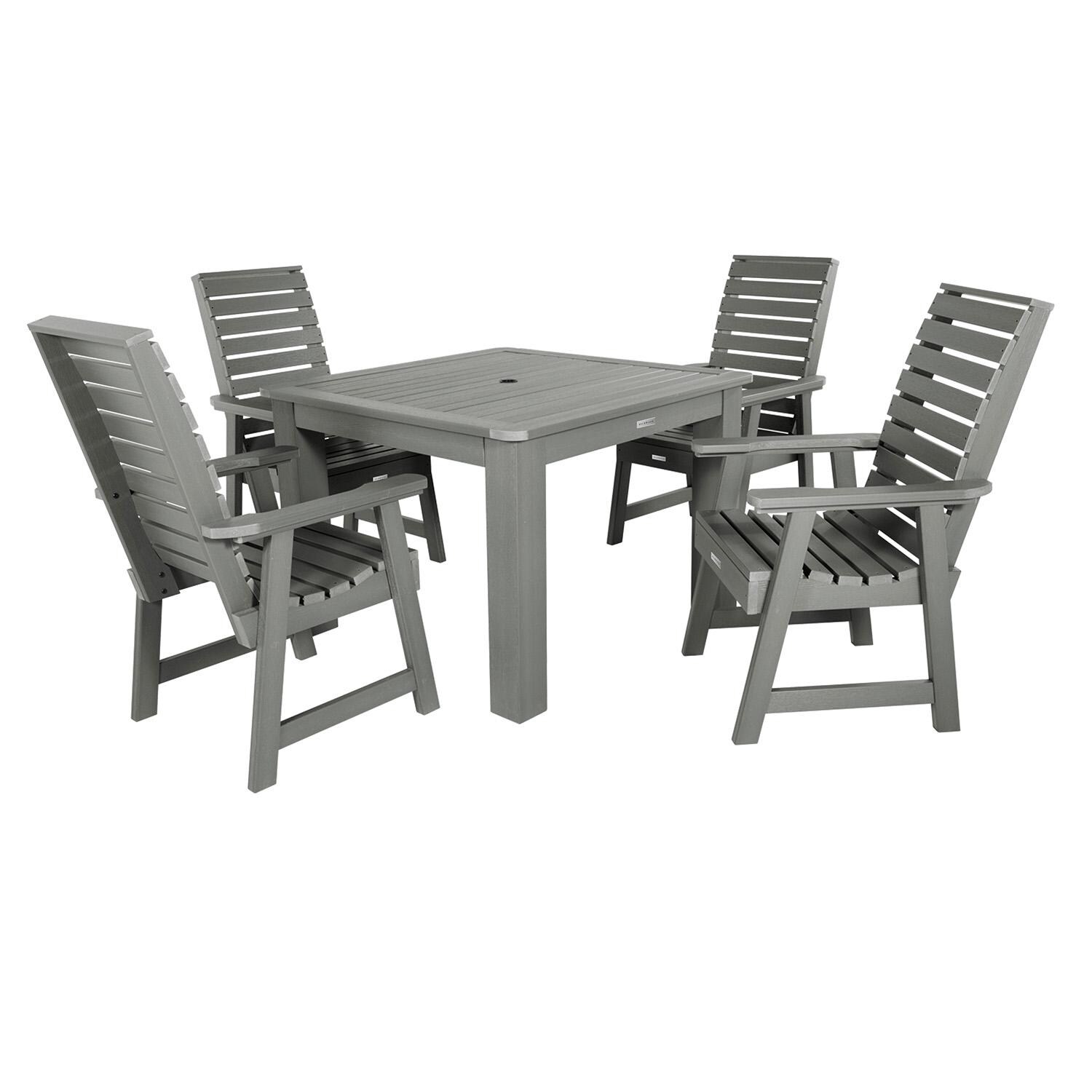 Elm Pointe 5 Pc Square Dining Set in Coastal Teak By Lakeview Outdoor Designs - White Background thumbnail