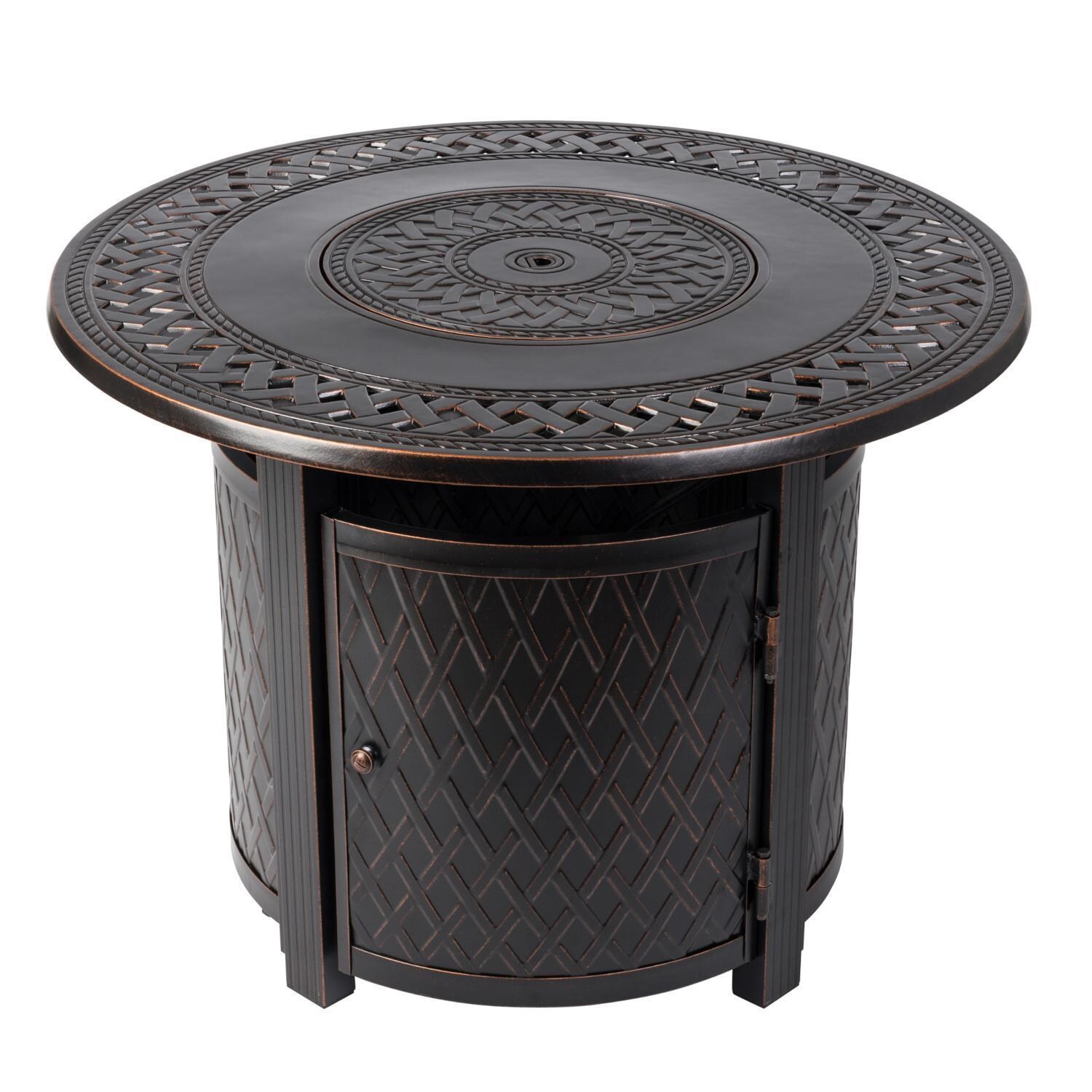 Ultimate Patio 62988-NG Palm Way 33-Inch Round Aluminum Natural Gas Fire Pit - Full View thumbnail