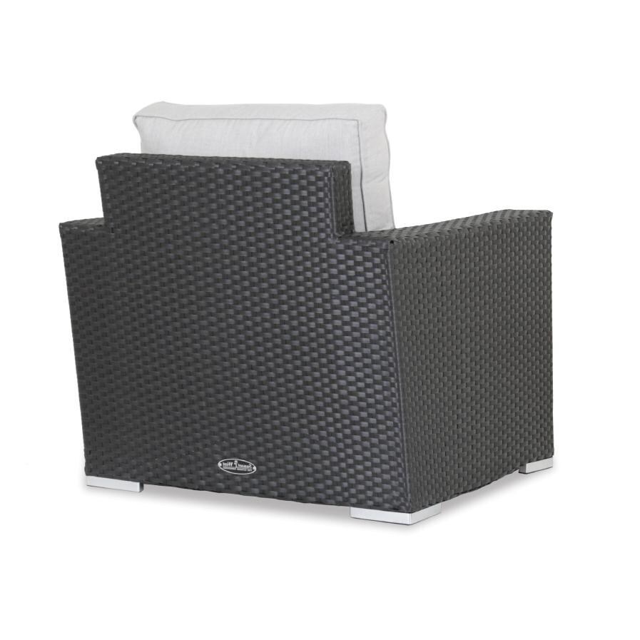 Sunset West 1501-21-40433 Solana Wicker Patio Club Chair W/ Sunbrella Cast Silver Cushions - Back View thumbnail