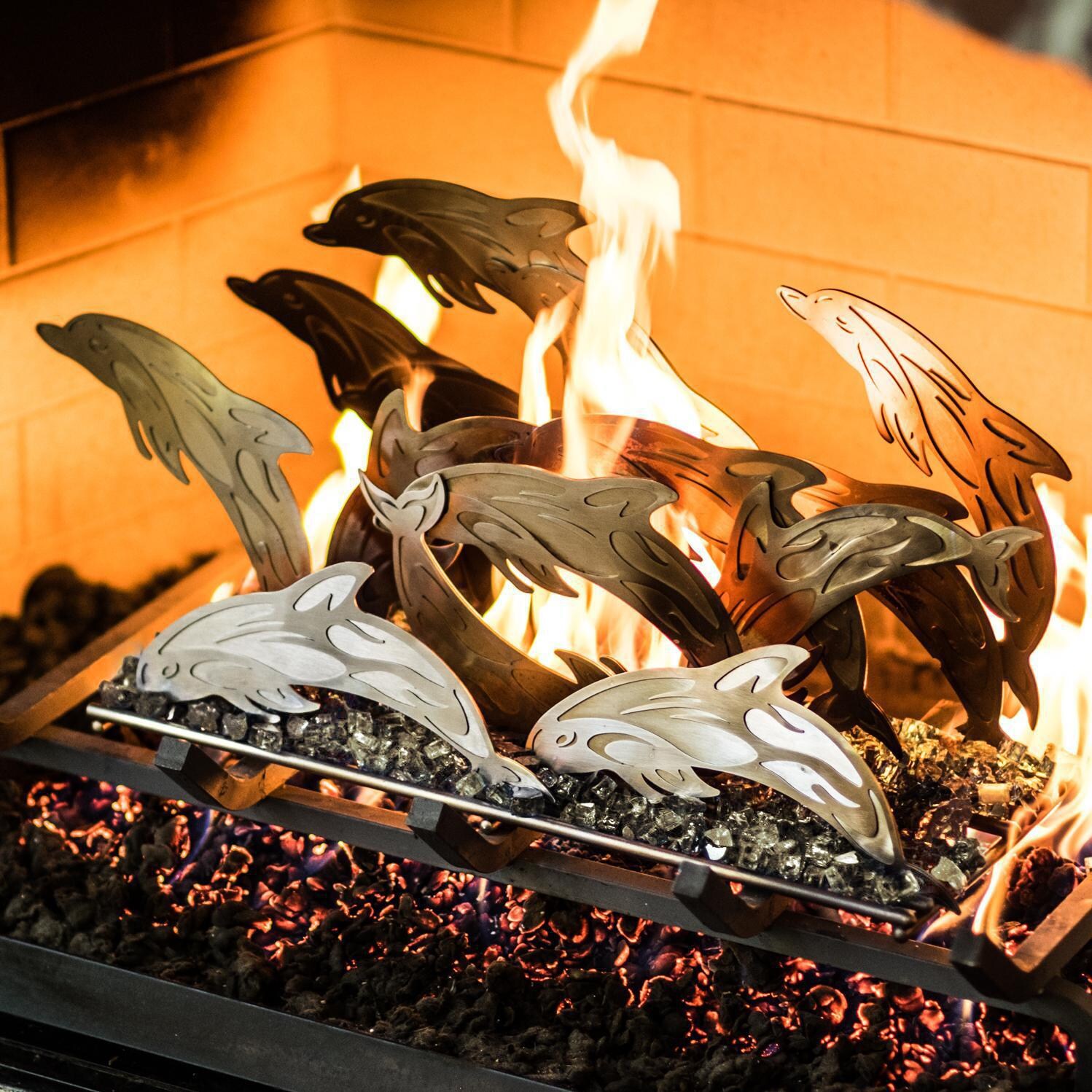 BBQGuys Signature Series Fireplace Sculpture - Dolphin Seascape