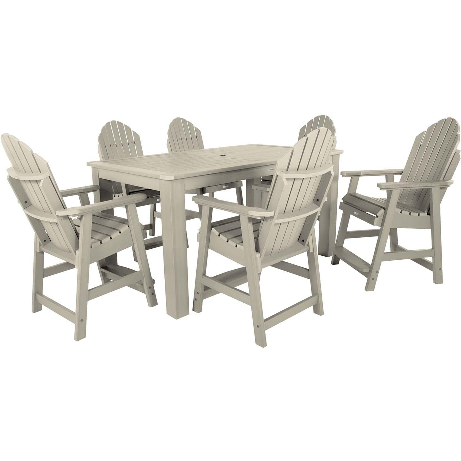 Dream Bay 7 Pc Rectangular Counter Height Dining Set in Whitewash By Lakeview Outdoor Designs - White Background thumbnail