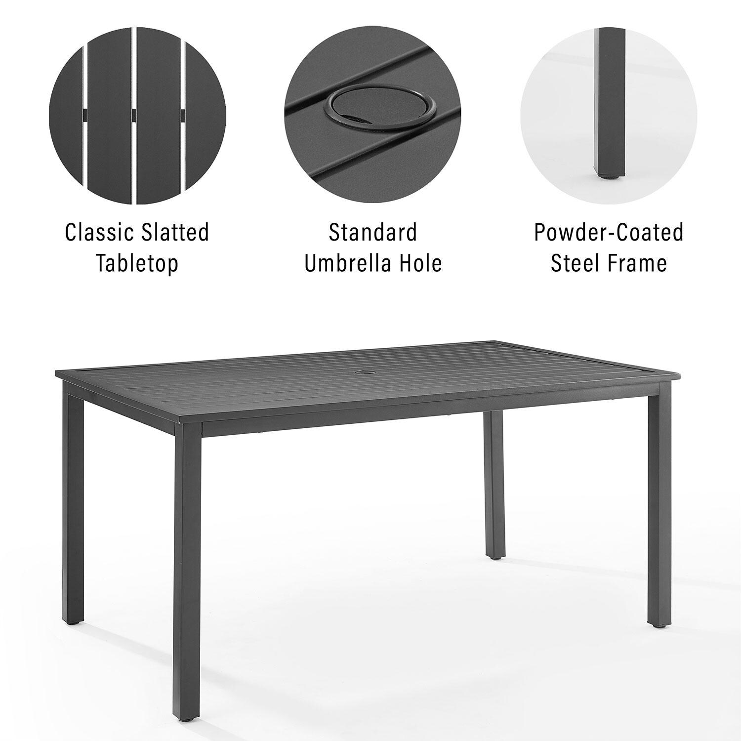 Ultimate Patio UP-92515MB-GY 5Pc Wicker Outdoor Dining Set in Gray - Dining Table Features - Diagram thumbnail