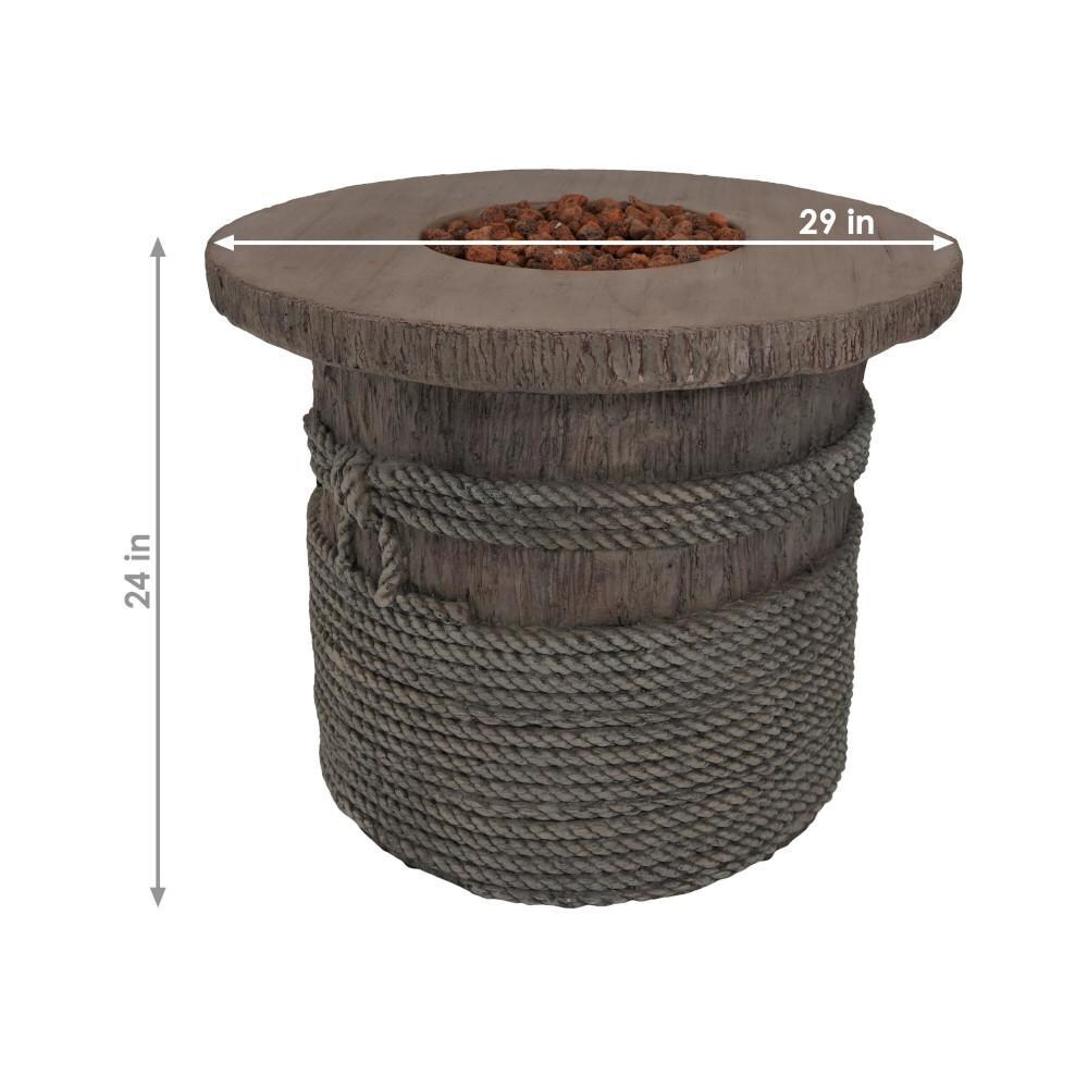 Ultimate Patio 29-Inch Round Rope & Barrel Propane Gas Fire Pit Table - Dimensions thumbnail