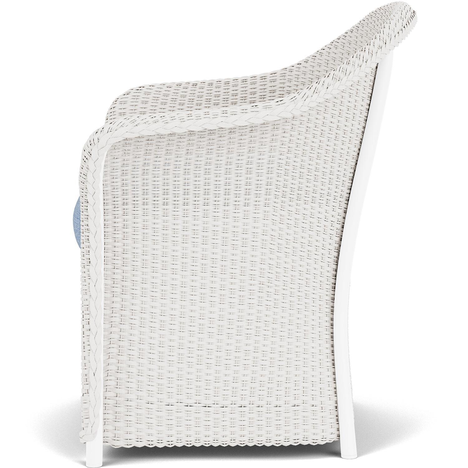 Lloyd Flanders Weekend Retreat Dining Armchair in White Finish W/ Demo Skyway Fabric - Side thumbnail