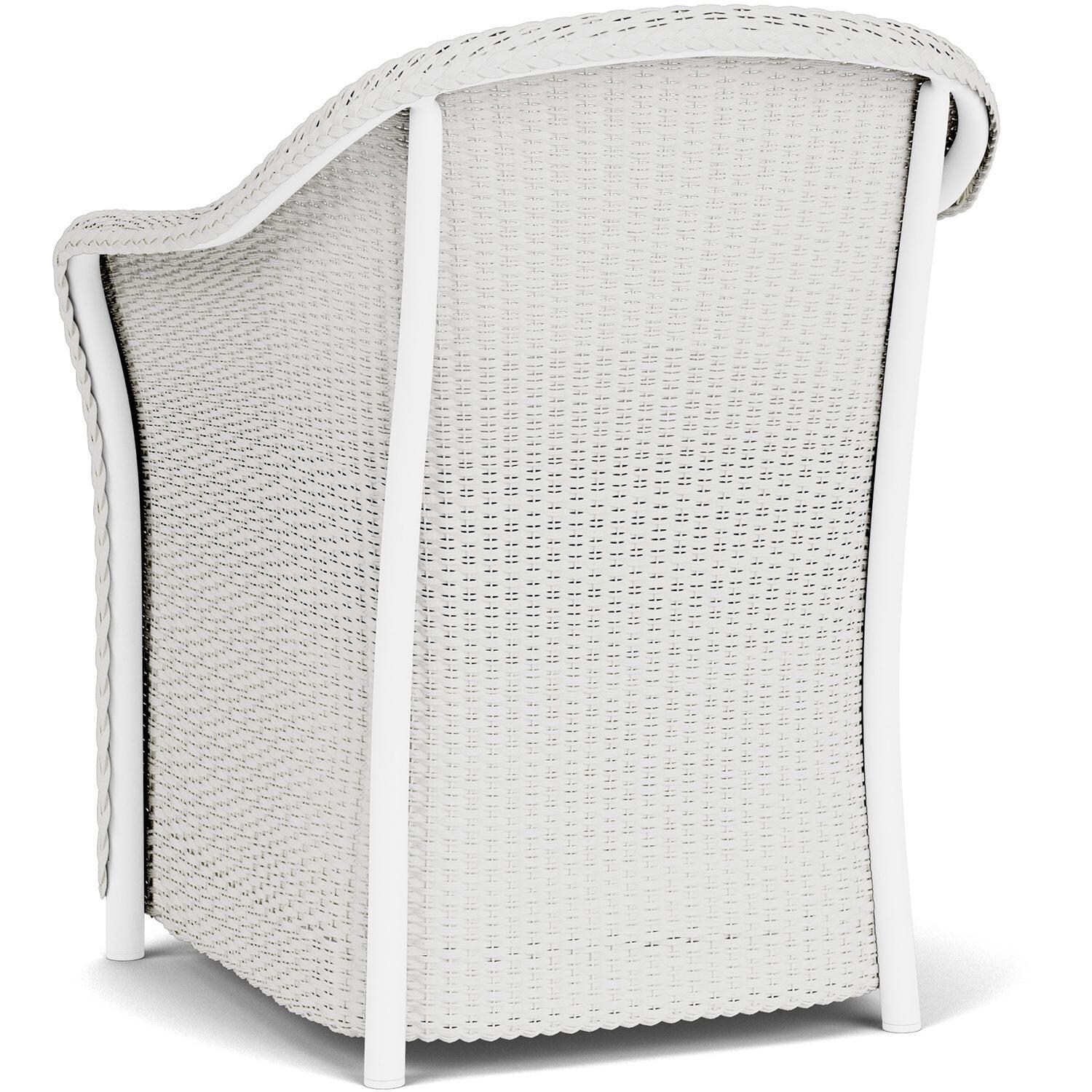 Lloyd Flanders Weekend Retreat Dining Armchair in Matte White Finish W/ Remy Cloud Fabric - Back Left thumbnail