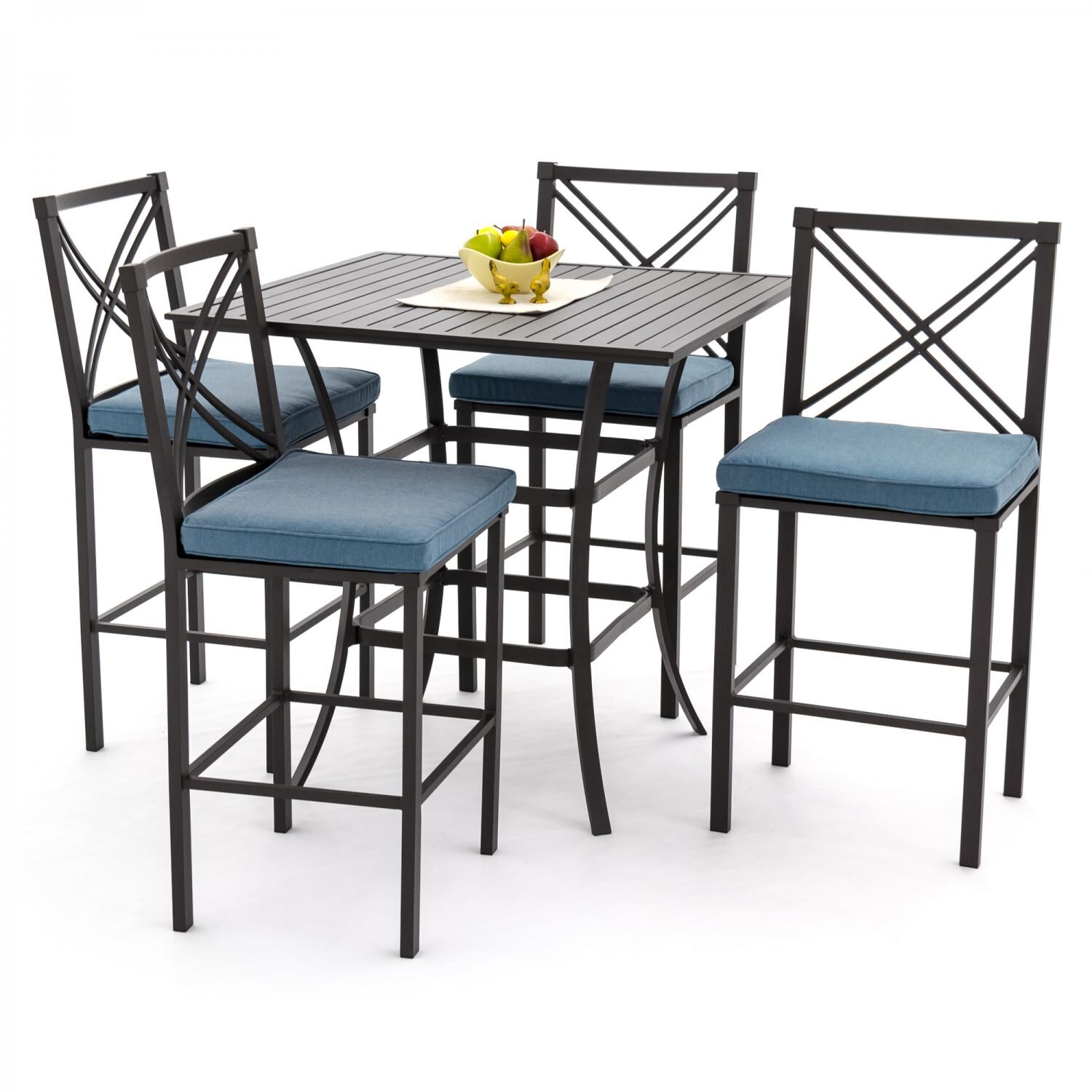 Audubon 5 Piece Aluminum Patio Bar Set By Lakeview Outdoor Designs Audubon 5 Piece Aluminum Patio Bar Set By Lakeview Outdoor Designs Cast Lagoon Angled View