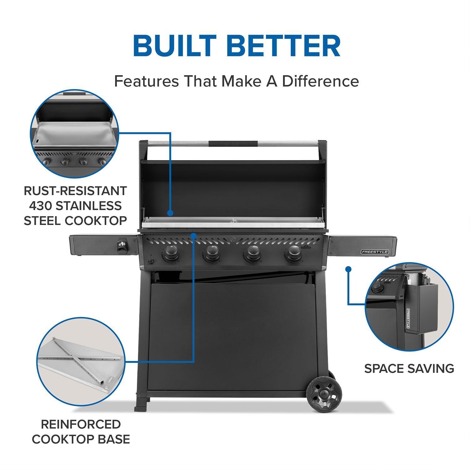 Napoleon F36FTNMK Freestyle 36-in 4 Burner Natural Gas Flat Top Grill w/ Cooktop - Grill Features - Detail thumbnail