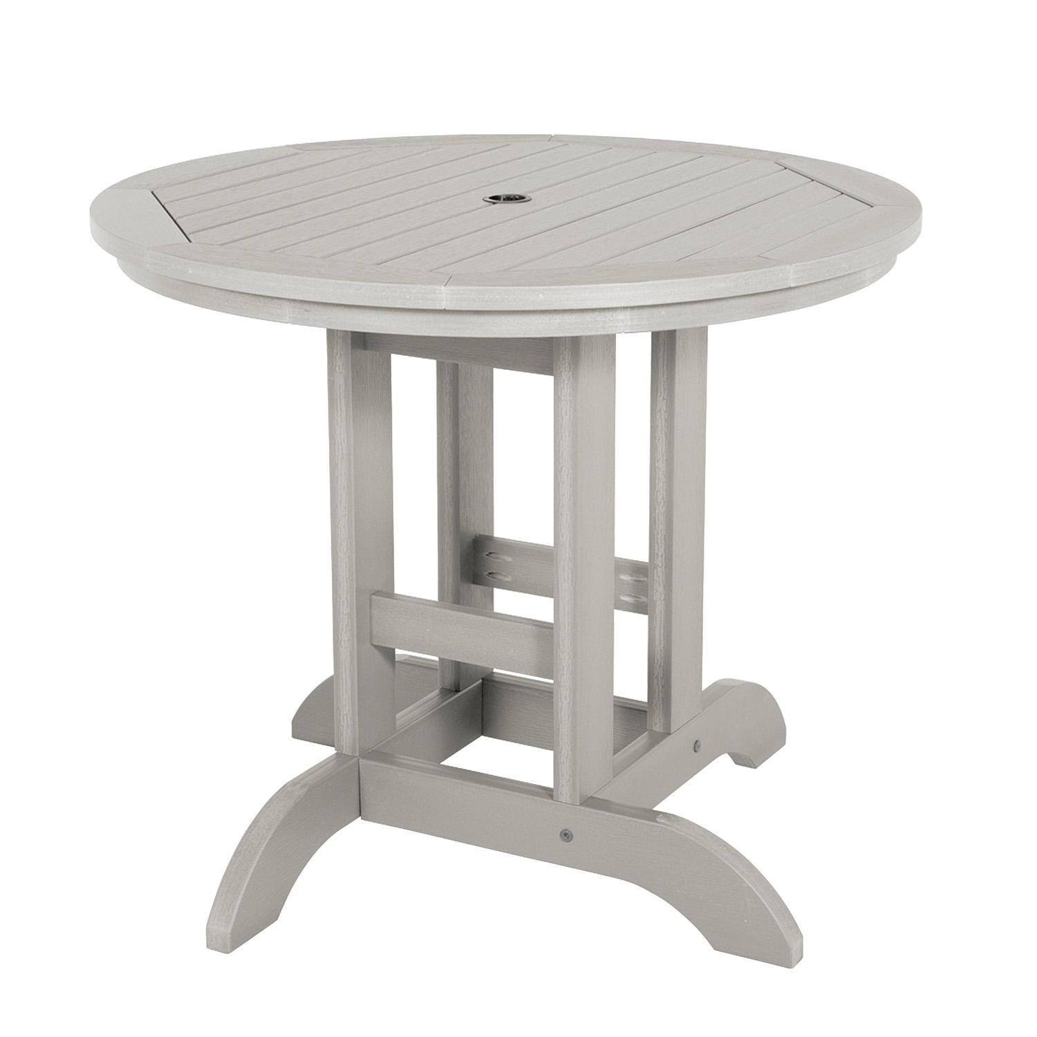 Elm Pointe 3 Pc Recycled Plastic Round Dining Set in Harbor Gray By Lakeview Outdoor Designs - Table - White Background thumbnail