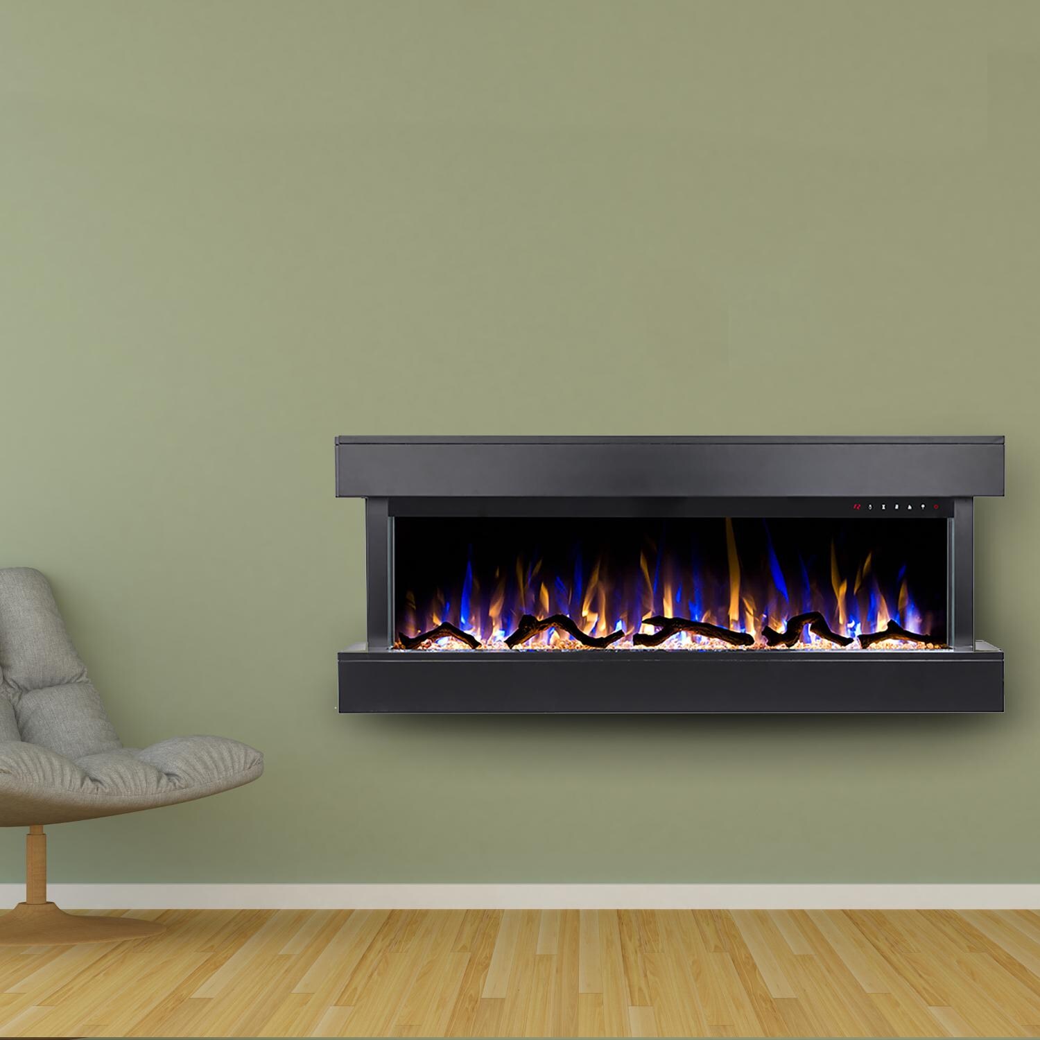 Touchstone Home Products Chesmont 50-Inch Wall Mount Electric Fireplace With Black Mantel - Lifestyle thumbnail