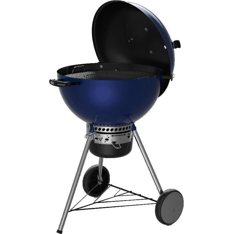 Weber 14516001 22-inch Deep Ocean Blue Charcoal Grill - Lid Open - White Background thumbnail