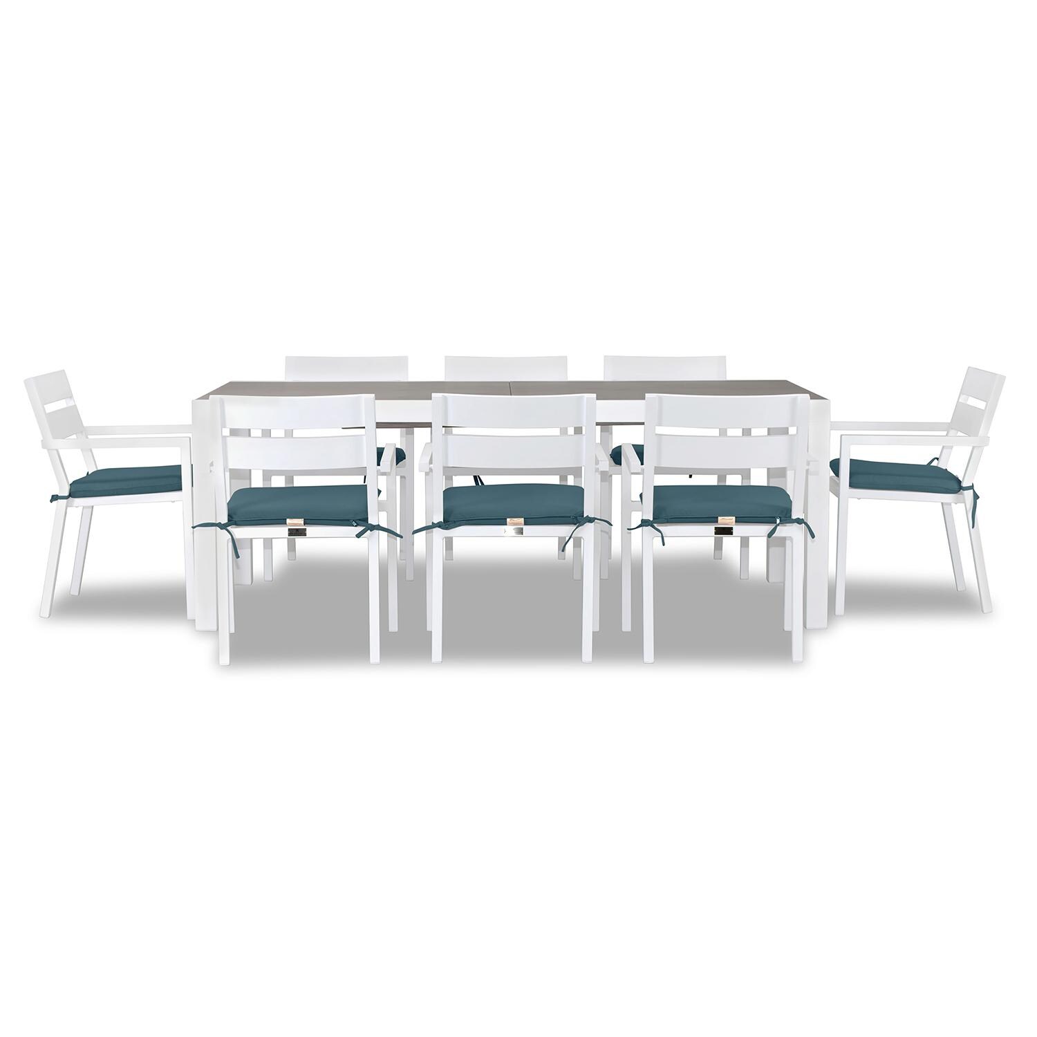 Calm Bay 9 Pc Extendable Dining Set in White/Barnwood/Cast Lagoon by Lakeview - White Background 3 thumbnail