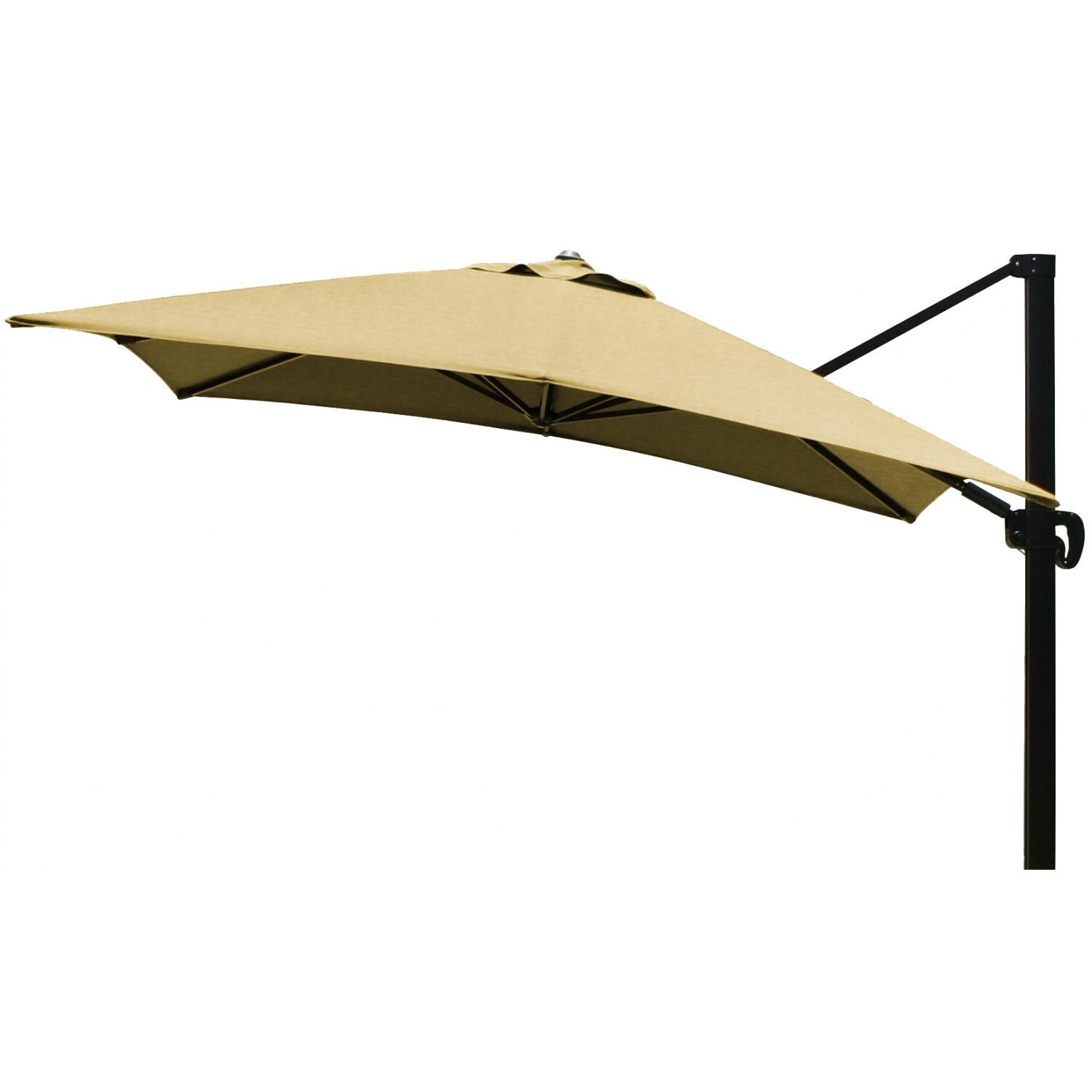 California Umbrella 10 Ft. Square Aluminum Multi-Position Tilt Cantilever Patio Umbrella W/ Crank Lift & Aluminum Ribs - Bronze Frame / Sunbrella Canvas Wheat Canopy image