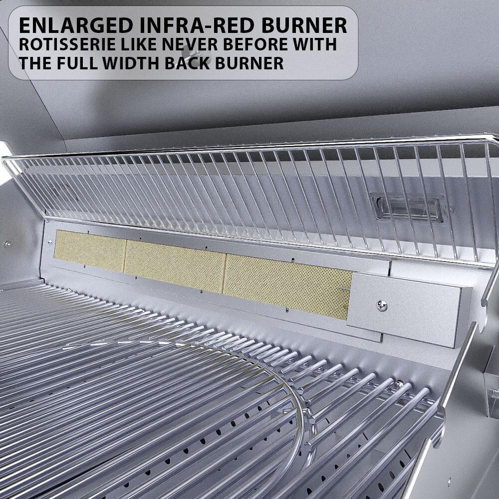 Sunstone Ruby5BIR-NG Ruby 42-in 5-Burner Built-In Natural Gas Grill & Rotisserie - Enlarged Infra-Red Burner - White Background thumbnail
