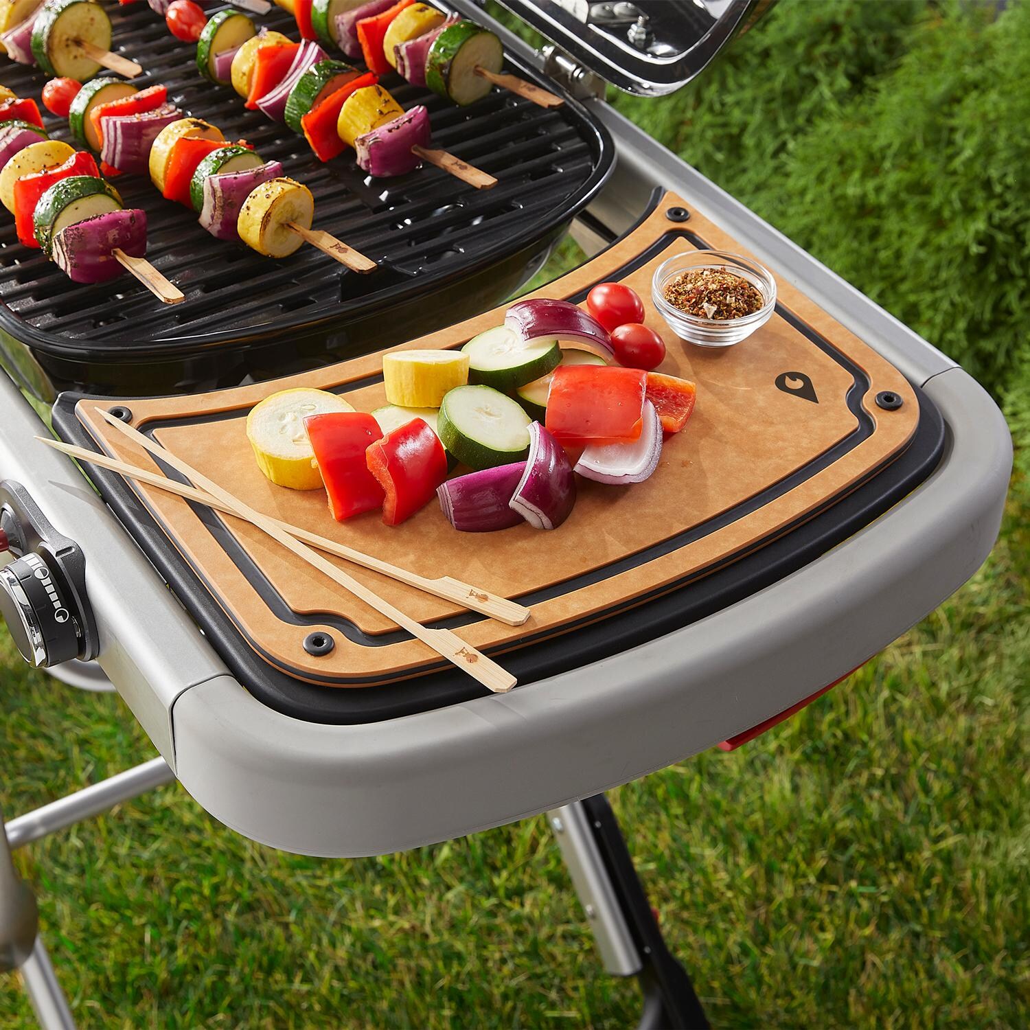 Weber 7031 Traveler Reversible Prep and Serve Board - Prep Space For Loading Skewers thumbnail