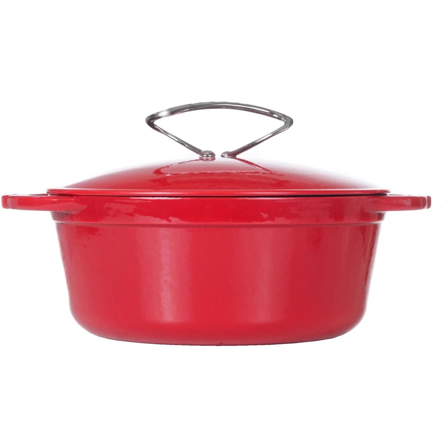 Lodge 4 Quart L Series Colored Enamel Cast Iron Dutch Oven, Patriot Red