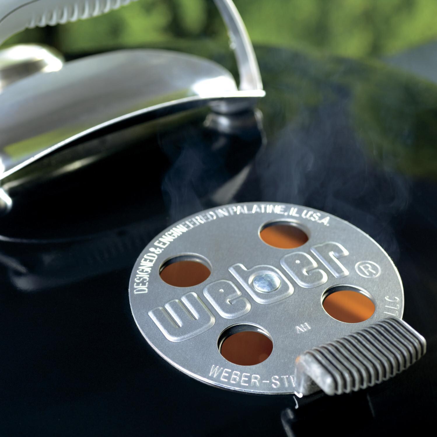 Weber Performer Deluxe 22 Inch Kettle Charcoal Grill On Cart - Top Air Vent (Shown With Black Grill) thumbnail