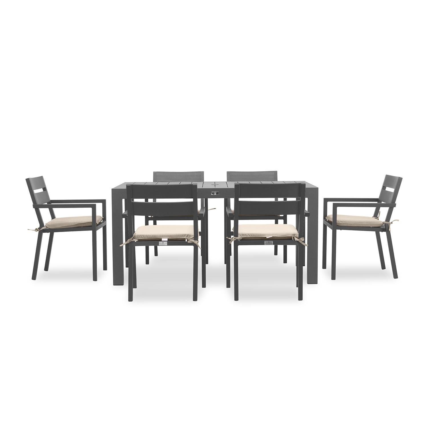 Calm Bay Classic 5 Pc Rectangular Dining Set in Slate/Canvas Flax by Lakeview - White Background thumbnail