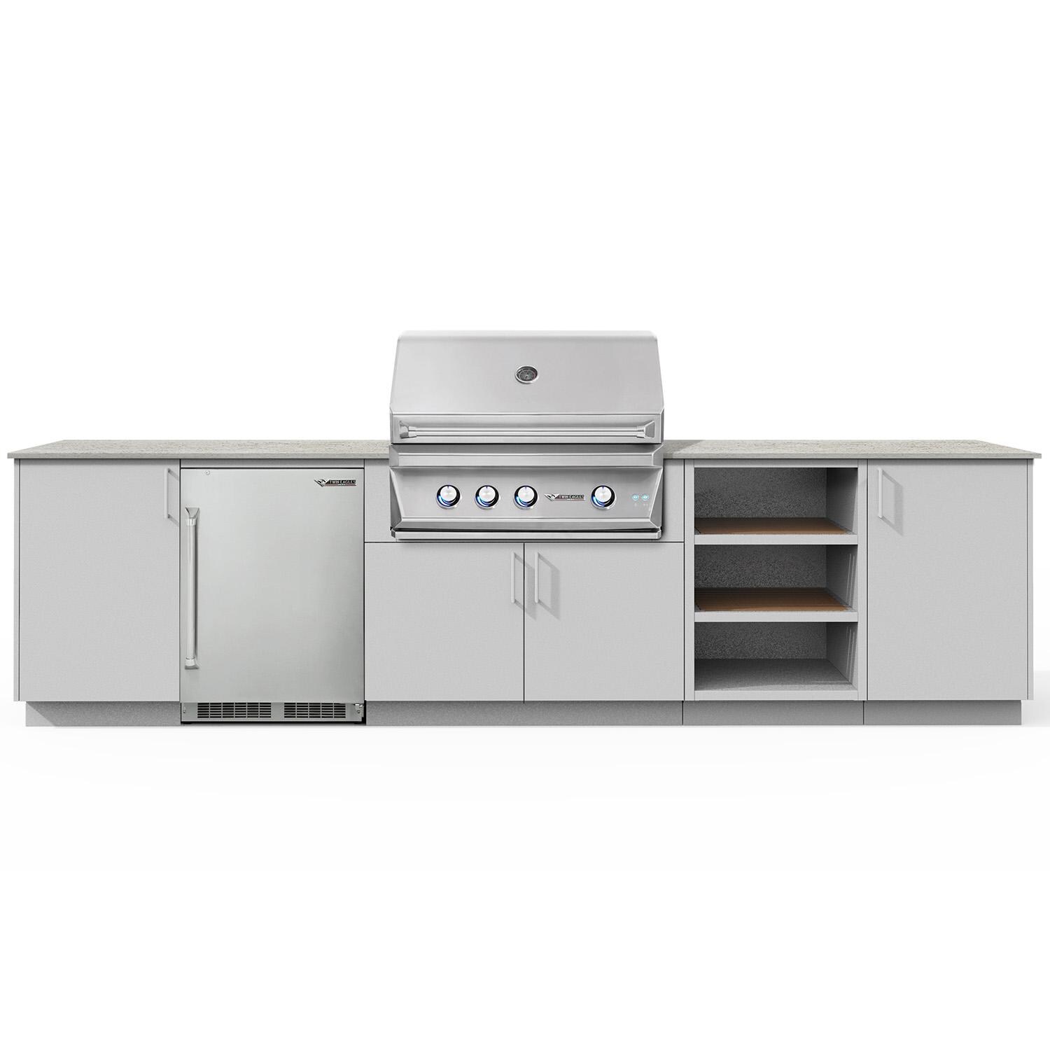 Urban Bonfire Taiga 36 Outdoor Kitchen w/ Twin Eagles Propane Grill, Refrigerator, Keon Dekton Countertop & Chantilly Finish - B-Taiga-36-TwinEagles-Keon-Chantilly