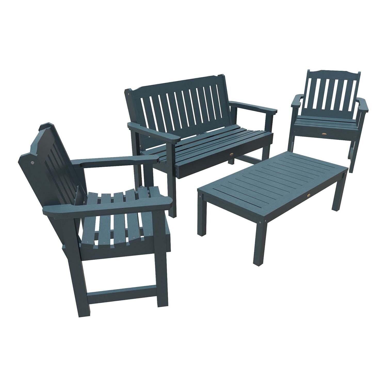 Hart Lane 4 Pc Set Polyresin Seating Set in Nantucket Blue By Lakeview Outdoor Designs - White Background thumbnail