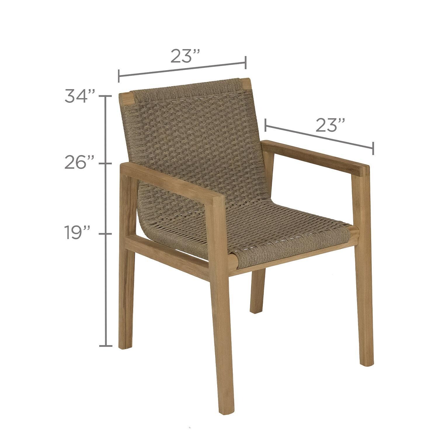 Admiral Rope Dining Chair in Charcoal Grey By Royal Teak Collection - Dimensions - Diagram thumbnail