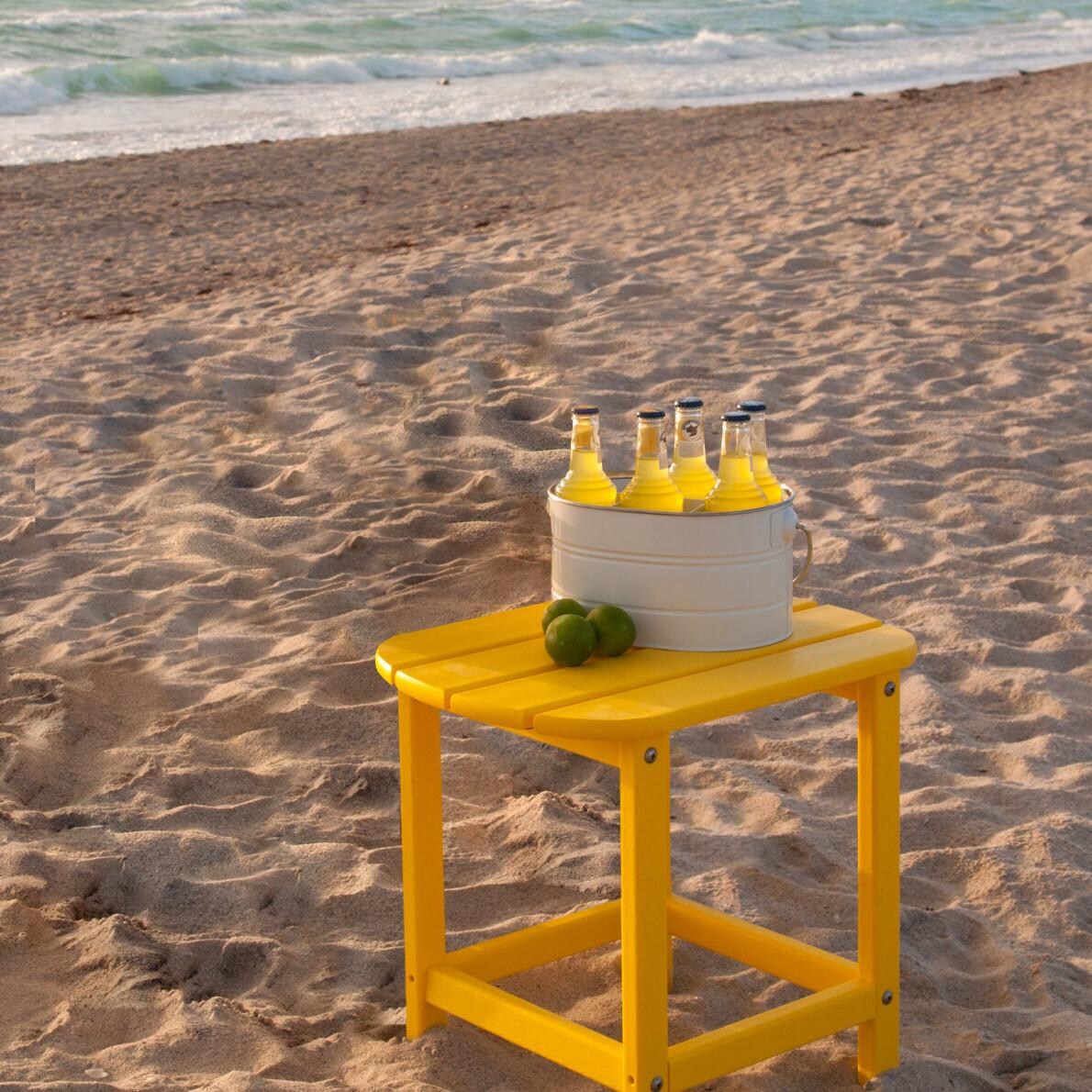 South Beach 19 X 15 Inch Rectangular Recycled Plastic End Table in Lemon by POLYWOOD