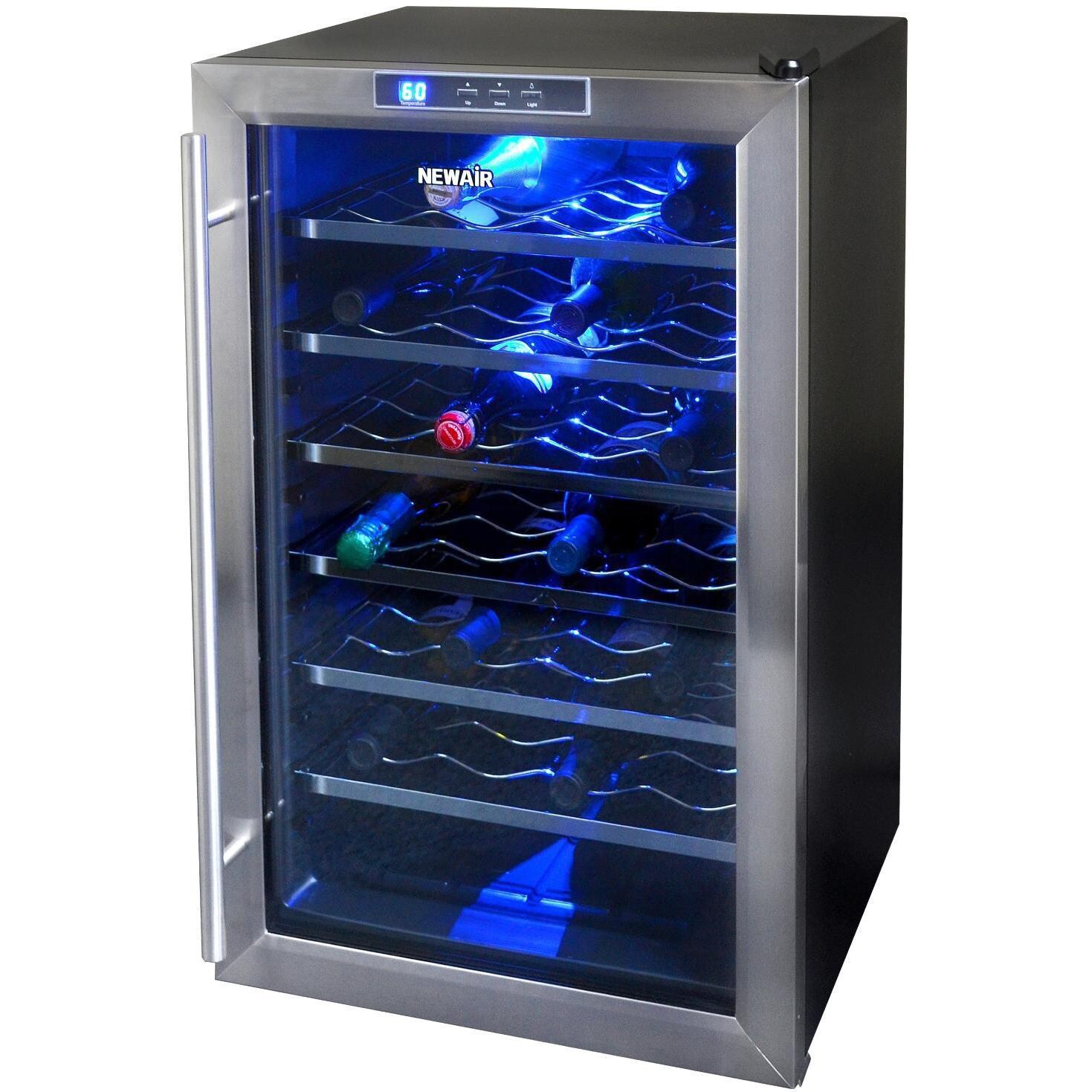 NewAir 28 Bottle Freestanding Thermoelectric Wine Cooler - AW281E - Interior LED Light On thumbnail