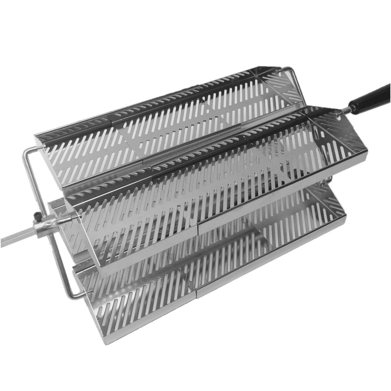 RibOLator Adjustable Rotating BBQ Grill Rotisserie Trays Short