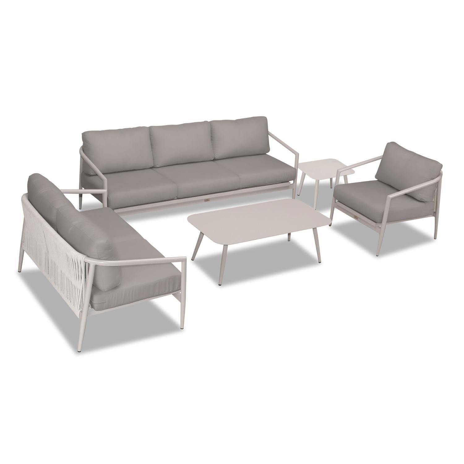 Lakeview Midnight Cove 5 Pc Aluminum Sofa Seating Set in Urban Stone/Canvas Charcoal - Top - White Background thumbnail
