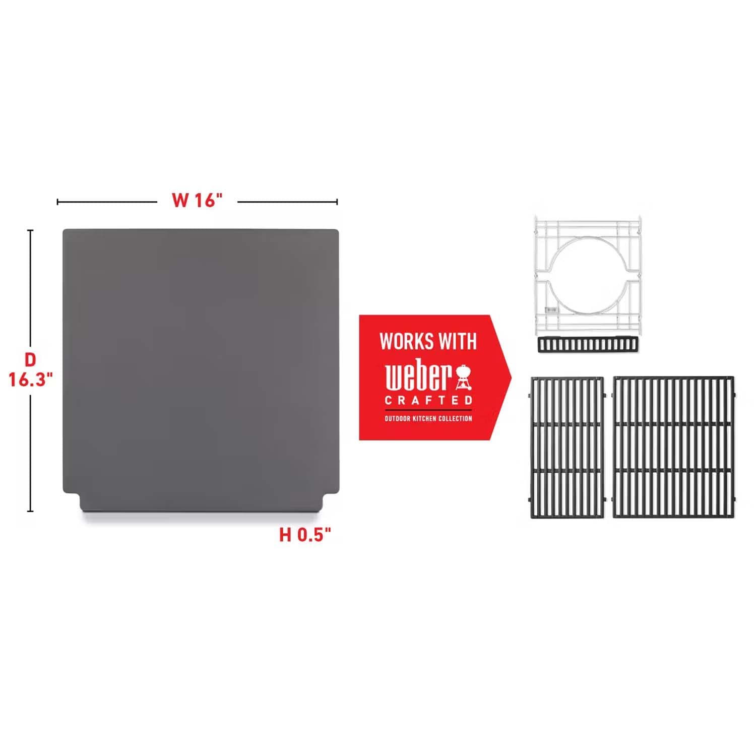 Weber 7671 CRAFTED Glazed Baking Stone - Dimensional thumbnail