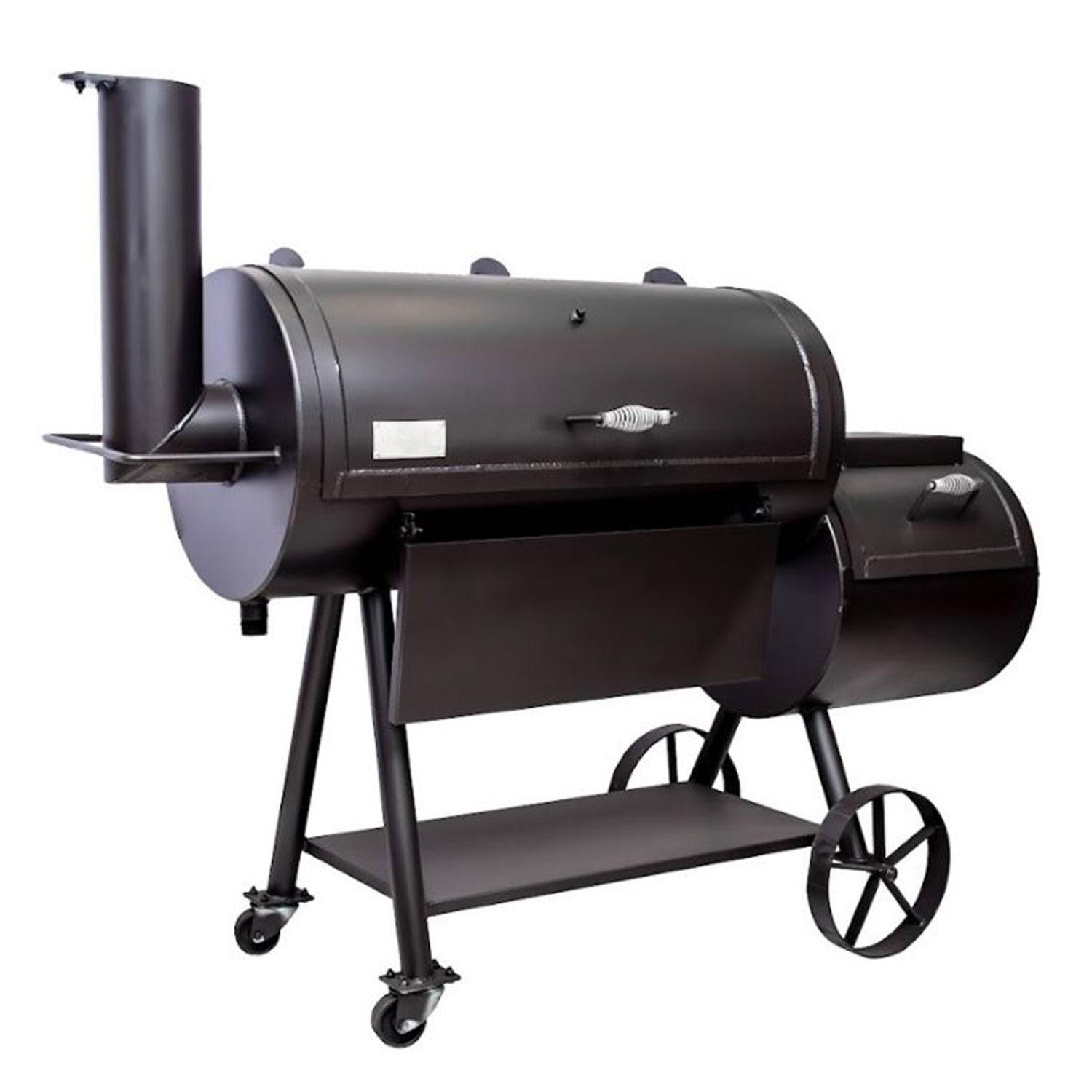 Old Country BBQ Pits OC20X60 Brazos 35 Inch Offset Charcoal Smoker - Angled Right - White Background thumbnail