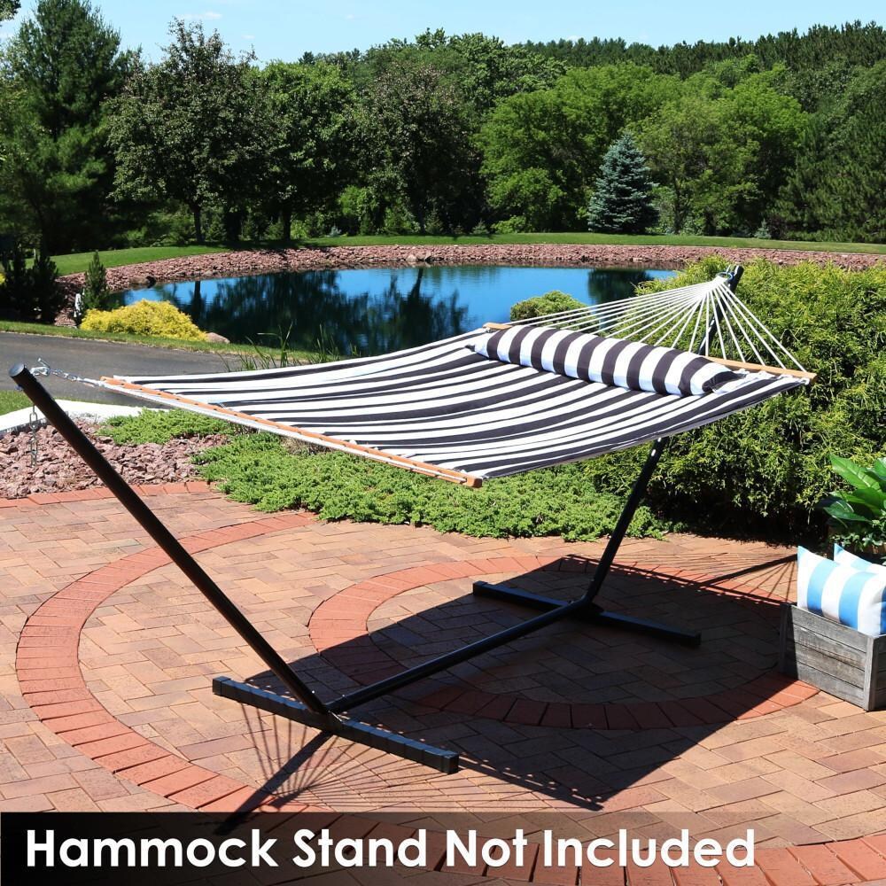 Ultimate Patio Quilted Double Hammock w/ Pillow - Black & White Stripe - Lifestyle thumbnail