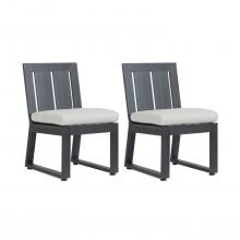 Redondo 2 Piece Aluminum Patio Dining Side Chair Set W/ Sunbrella Cast Silver Cushions By Sunset West image