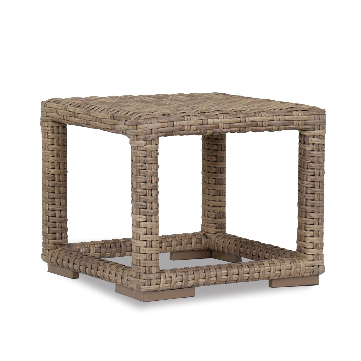Sunset West - 1701-ET - Havana 18-Inch Square Resin Wicker Patio End Table W/ Sunbrella Canvas Flax Cushions thumbnail