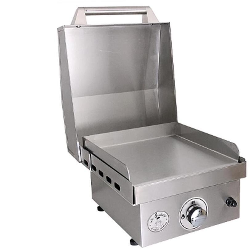 Le Griddle - GFLID40 - Stainless Steel Lid For 16-Inch Wee Griddle - Griddle With Lid Open thumbnail