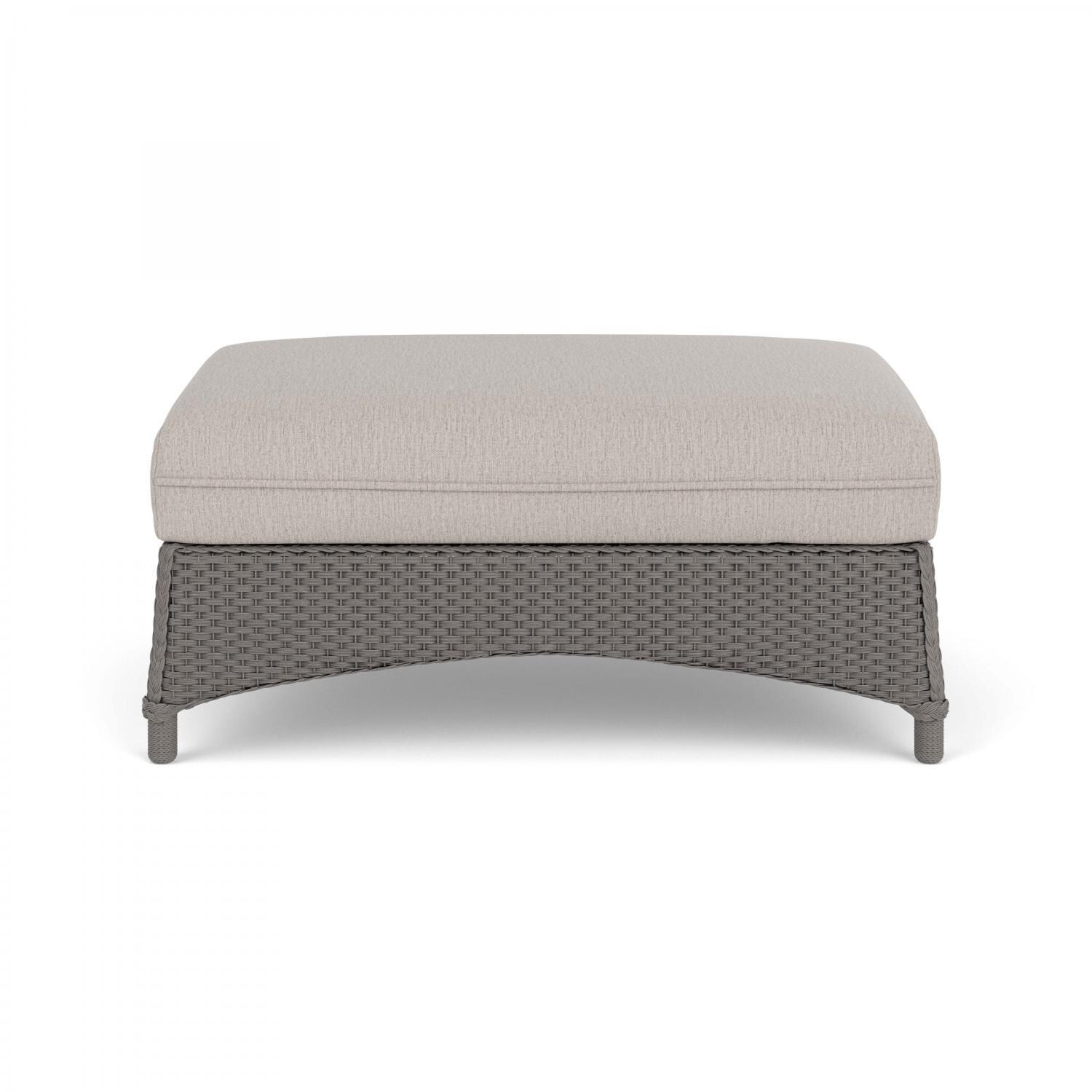 Lloyd Flanders Mandalay Large Ottoman in Pewter Finish with Remy Cloud fabric - Back thumbnail