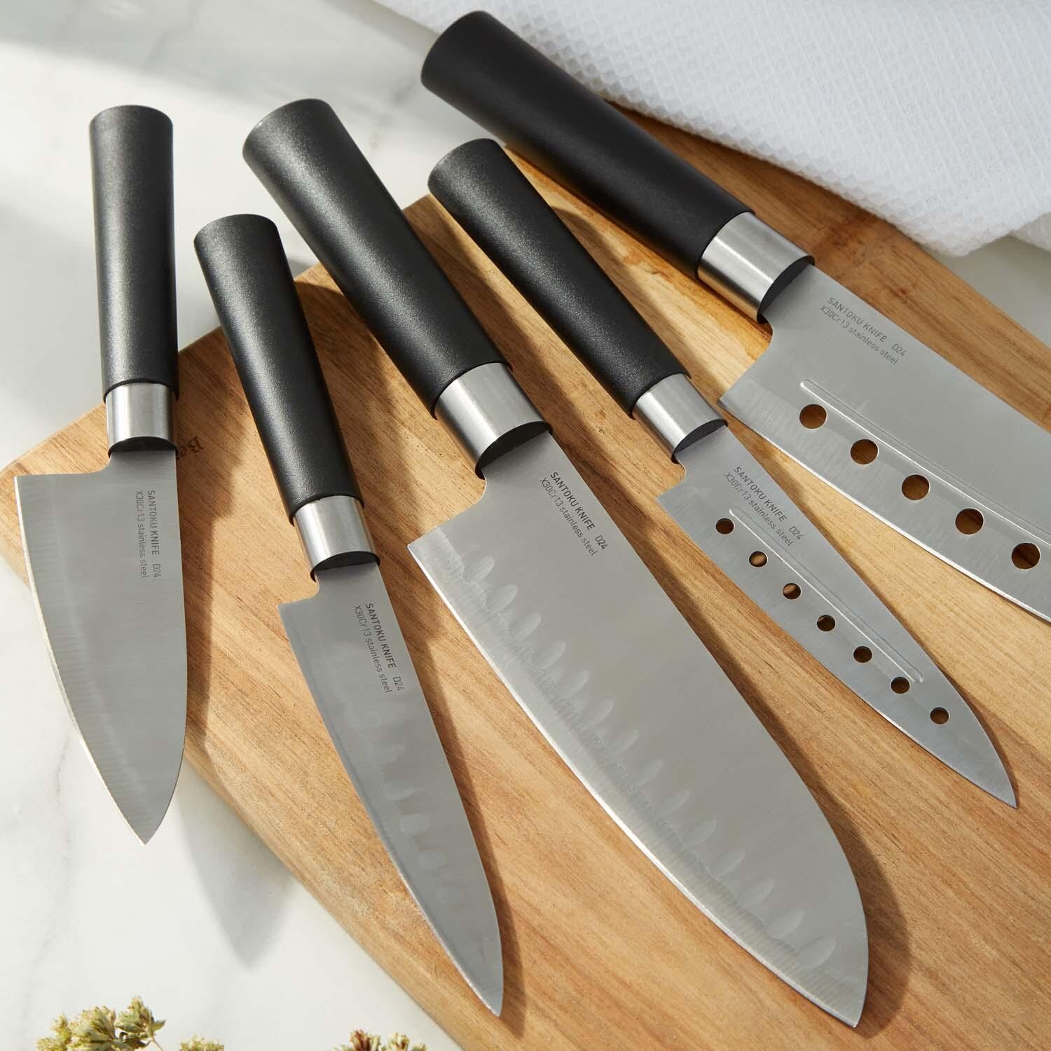 BergHOFF DiNA Codon 5 Pc Stainless Steel Santoku Set - Two Knives - Lifestyle thumbnail