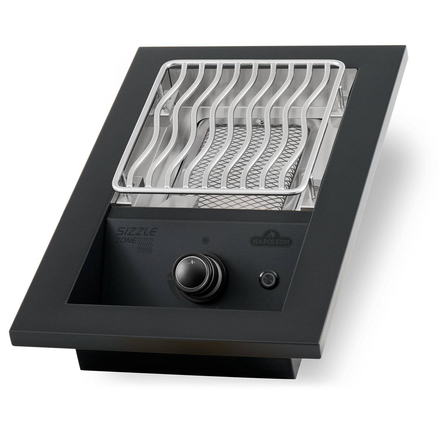 Napoleon BIB10IRPMK 700 Series 10-in Built-In Propane Single Infrared Burner - Matte Black - Elevated - Burner Off - Angled Left - White Background thumbnail