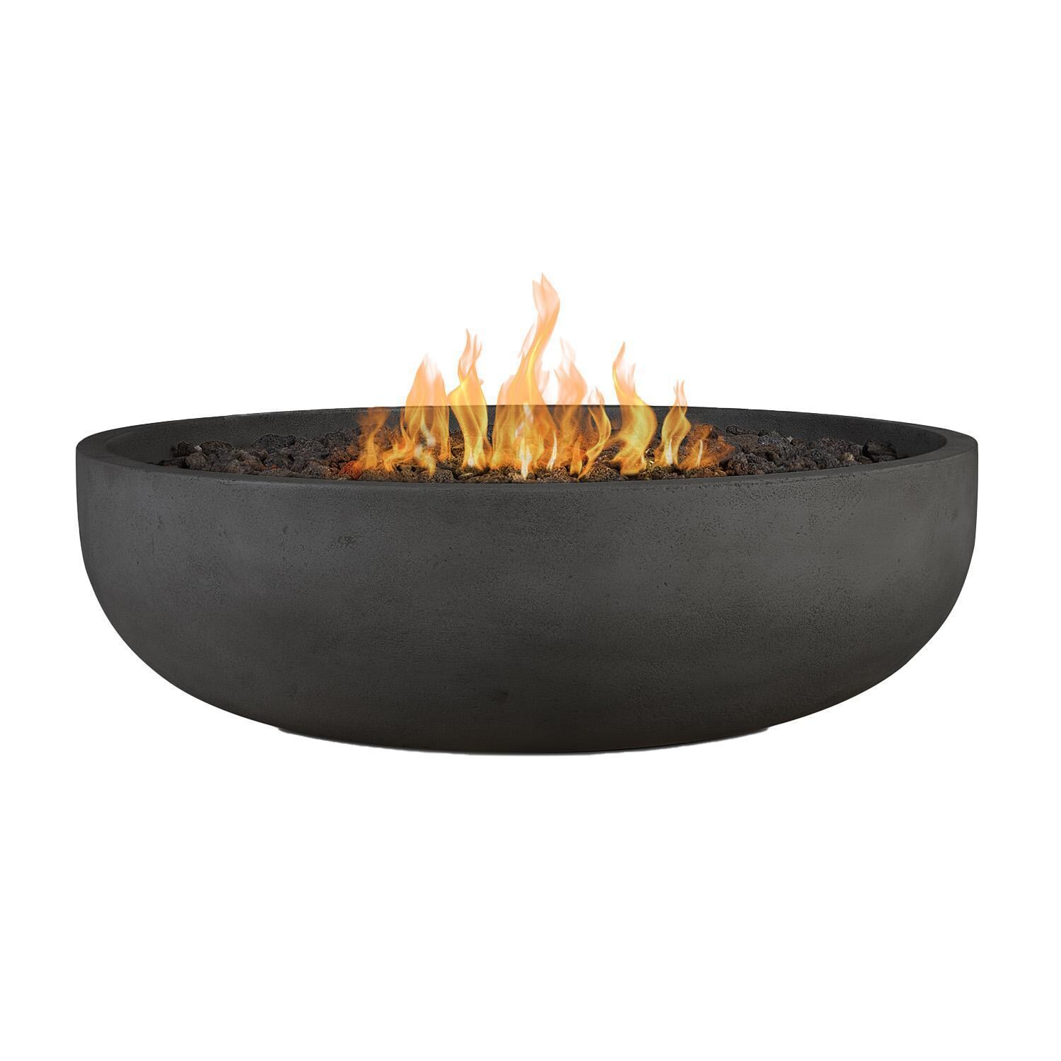 Grand Lake 524LP-CBN 48 Inch Round Concrete Propane Fire Bowl in Gray by BBQGuys Signature - Fire - White Background thumbnail