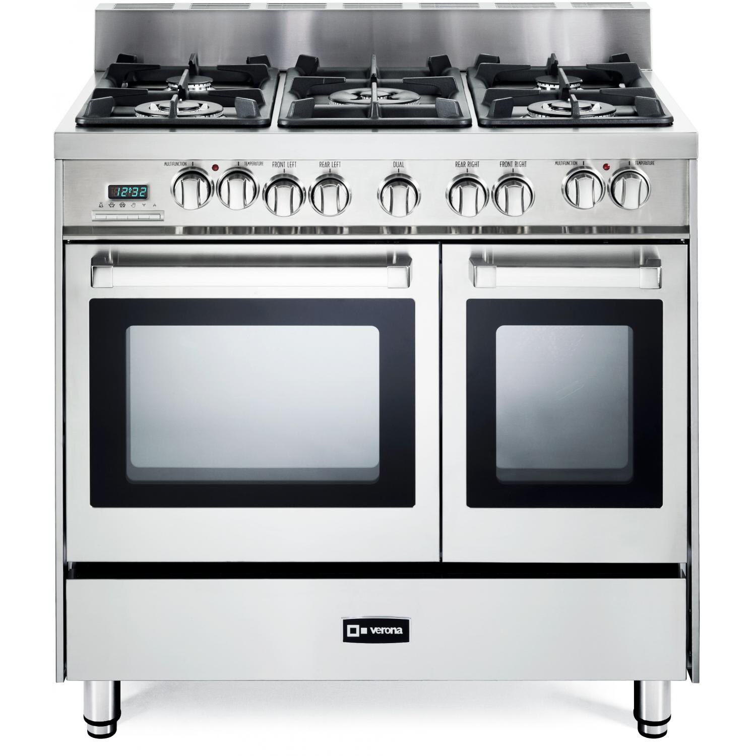 Verona VEFSGE365NDSS 36-Inch 5-Burner Double Oven Dual Fuel Range - Stainless Steel