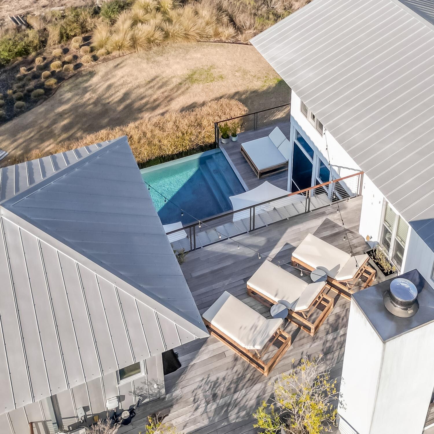 Teak + Table Atlantic Teak Patio Oversized Chaise Lounge in Granite - Lifestyle thumbnail