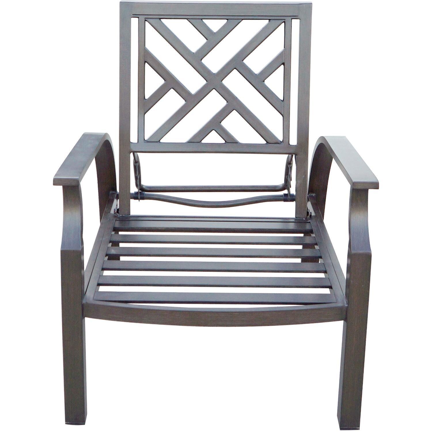 Darlee Brooklyn 5-Piece Patio Adjustable Club Chair and Ottoman Lounge Set with Cushions and 21 Inch Square End Table - Chair - White Background thumbnail