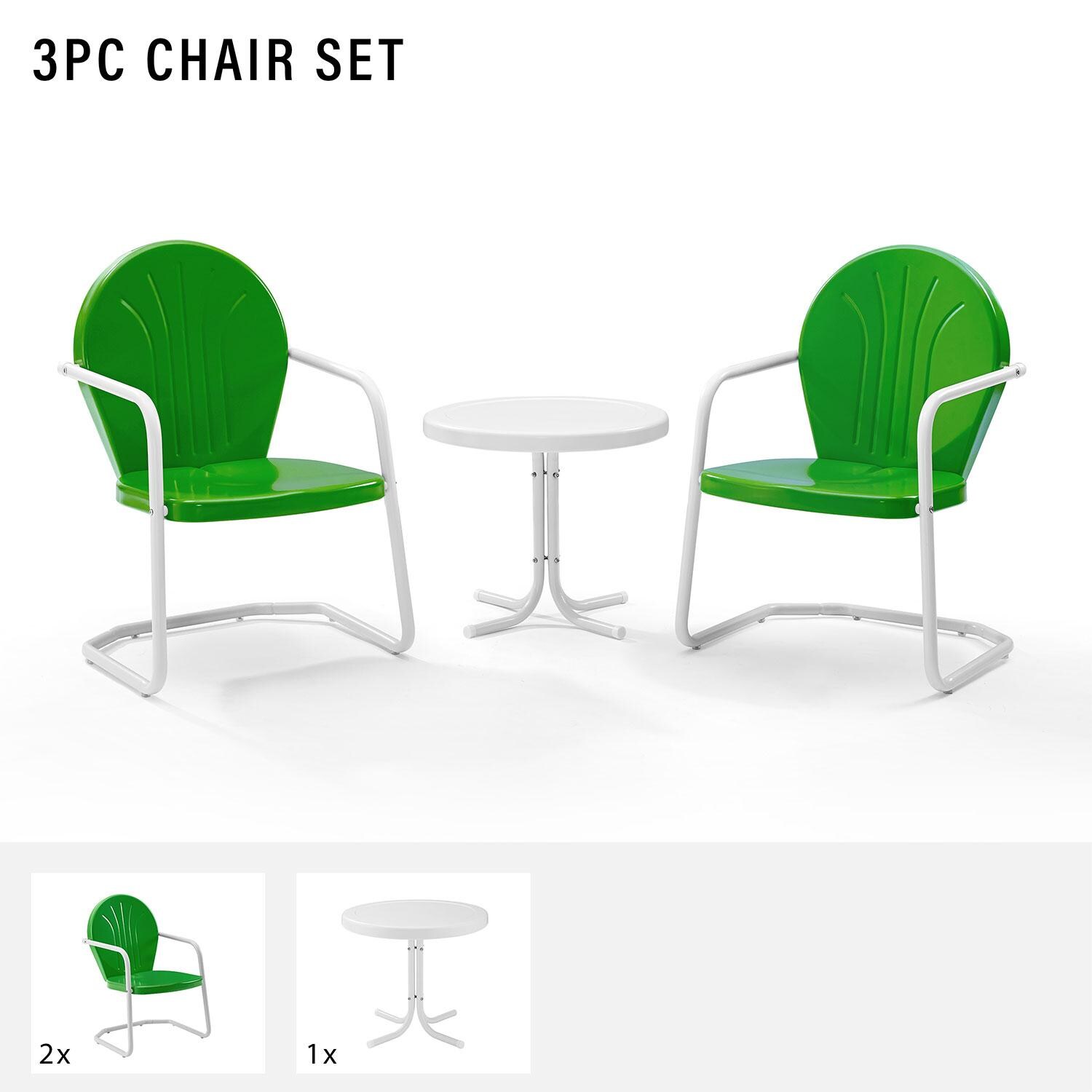 Ultimate Patio UP-32237GR 3Pc Retro Outdoor Chair Set in Kelly Green - Included in  Set - Diagram thumbnail